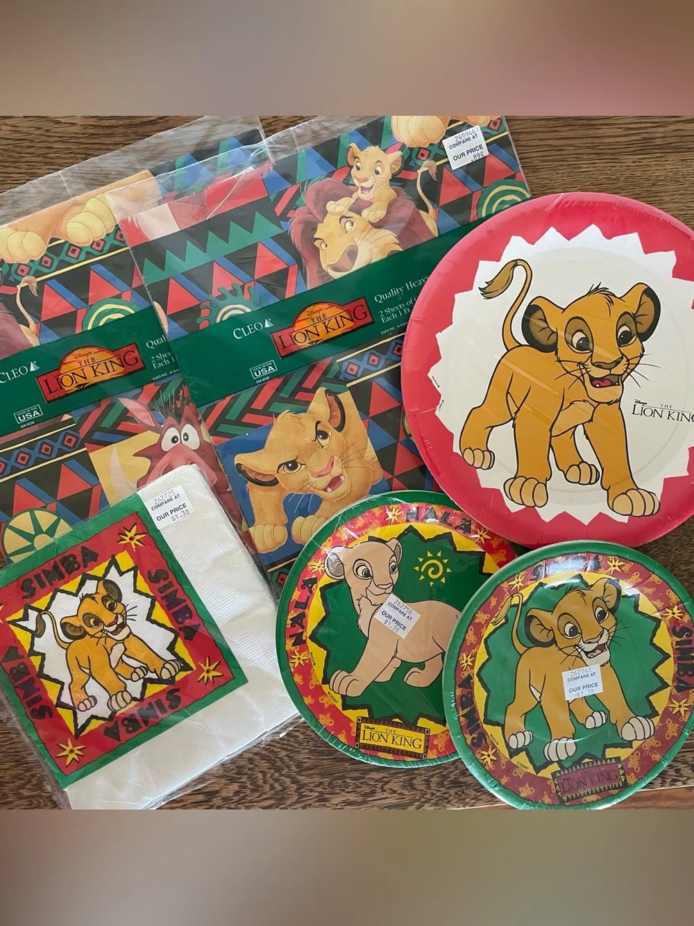 Vintage 90s Disney Lion King Party Bundle, Plates, Napkins & Wrapping Paper